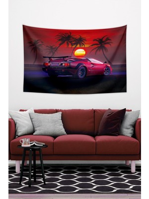 Mediterian Kırmızı Dikdörtgen Duvar Halısı 150x100 cm, Şık ve Modern Tasarım