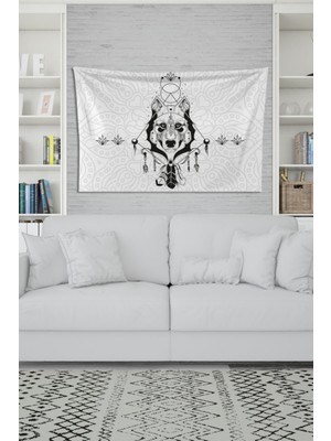 Mediterian Beyaz Kurt Duvar Örtüsü 150x100 cm, Dikdörtgen, Sade ve Şık Tasarım