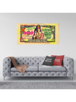 Mediterian Desenli ranforce kumaş duvar örtüsü, 30x55 cm, canlı sarı renkli, şık ve hafif tasarım