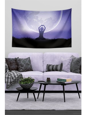 Mediterian Mor Dikdörtgen Yoga Duvar Örtüsü Halısı 70x100 cm, Lila Renk