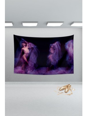 Mediterian Mor dansçı kadın duvar halısı, dikdörtgen, 70x100 cm, şık ve dekoratif ürün