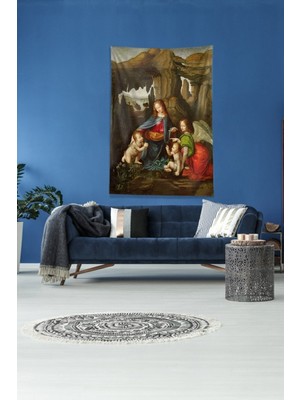 Mediterian Çok Renkli, Kadife Kumaş Duvar Örtüsü, Çocuklar ve Anne İçin Şık ve Renkli Dekorasyon