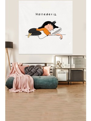 Mediterian Kadife dokulu, leke tutmaz duvar örtüsü, kare, 70x70, turuncu-bej renk