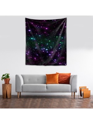 Mediterian Uzay Space Galaxy Yıldızlar Yıkanabilir Leke Tutmaz Kumaş Duvar Örtüsü Duvar Halısı Tapestry