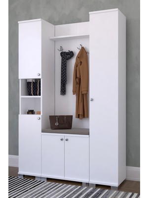 The Violet Monoco Portmanto Vestiyer- Beyaz