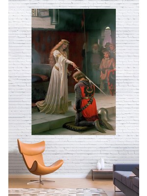 Mediterian Canlı Renkler Duvar Örtüsü, Ranforce Materyal, Altın Renk, Şık ve Havalı Tasarım