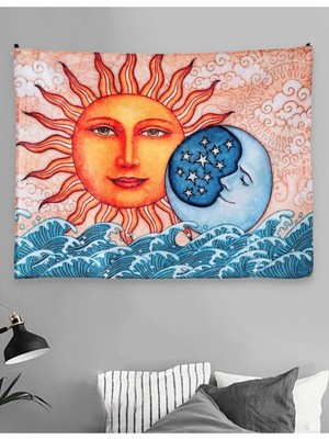 Mediterian Mavi Kadife Duvar Halısı 70x90 cm, modern ve renkli tasarım