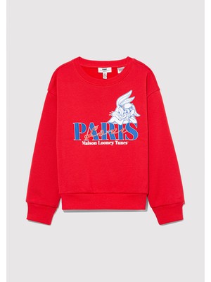 Mavi Bugs Bunny Baskılı Kırmızı Sweatshirt7S10071-70471