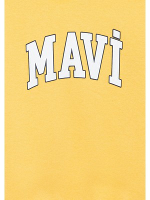 Mavi Logo Baskılı Kapüşonlu Sarı Sweatshirt7610035-71377