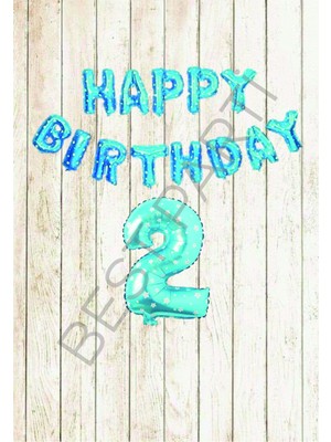 Best Parti Mavi Puanlı Happy Bırthday ve Rakam Folyo Balon Seti Yaş 2