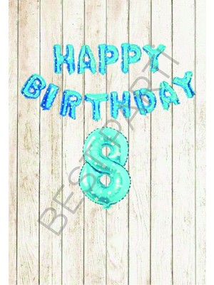 Best Parti Mavi Puanlı Happy Bırthday ve Rakam Folyo Balon Seti Yaş 8
