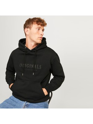 Jack & Jones Erkek Kapüsonlu Gögüs Logo Baskili Sweatshirt - Frederiksberg