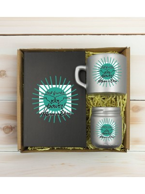 Bk Gift Kişiye Özel Isimli Dtf Best Friend Temalı Antrasit Defter & Gümüş Kahve Fincanı & Mum Hediye Seti-1, Arkadaşa Hediye, Doğum Günü Hediyesi