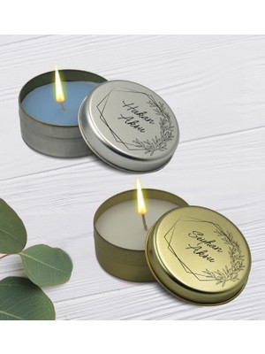 Bk Gift Kişiye Özel Isimli Silver ve Gold Metal Kutuda Kokulu Mum Hediye Seti - 5, Ev Hediyesi, Sevgiliye, Arkadaşa Hediye, Kokulu Mum