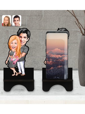 BK Kişiye Özel Bebek Süprizi Karikatürlü Ahşap Biblo Telefon Standı-1