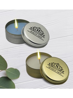 Bk Gift Kişiye Özel Isimli Silver ve Gold Metal Kutuda Kokulu Mum Hediye Seti - 3, Ev Hediyesi, Sevgiliye, Arkadaşa Hediye, Kokulu Mum