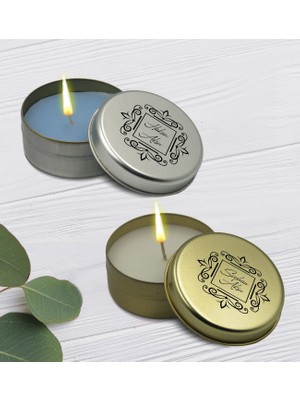 Bk Gift Kişiye Özel Isimli Silver ve Gold Metal Kutuda Kokulu Mum Hediye Seti - 2, Ev Hediyesi, Sevgiliye, Arkadaşa Hediye, Kokulu Mum