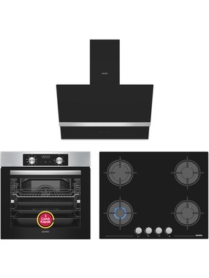 Simfer 10 Fonksiyon Airfry Plus Inox Ankastre Set (Fırın + Ocak + Davlumbaz)