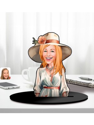 Bk Gift Kişiye Özel Kadın Karikatürlü Ahşap Biblo-1, Arkadaşa Hediye, Sevgiliye Hediye