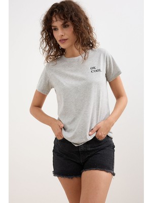 Divine Line Kadın Bisiklet Yaka Ok Cool Basic T-Shirt