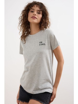 Divine Line Kadın Bisiklet Yaka Ok Cool Basic T-Shirt