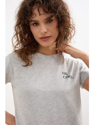 Divine Line Kadın Bisiklet Yaka Ok Cool Basic T-Shirt