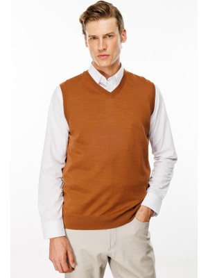 Desen Triko Erkek Süveter K.taba