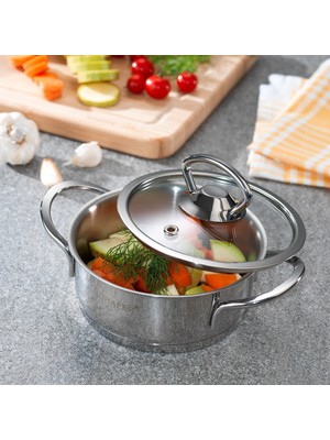 Schafer Micro Mini Basık Çelik Tencere 12 Cm Gümüş Renkli 2 Parça Çelik Kaplama