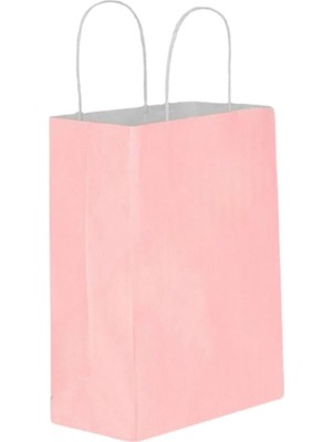 Gizpak Burgu Saplı Açık Pembe Kağıt Çanta 32X40X12CM
