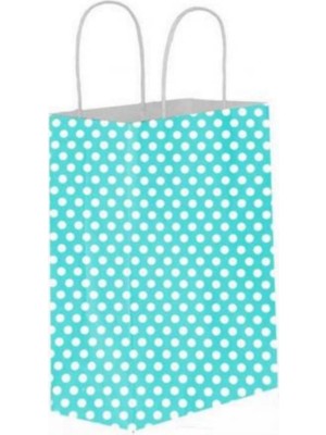 Gizpak Mavi Puantiyeli Hediyelik Kağıt Torba 18x24x8 cm 25 adet