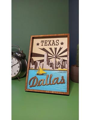 Wood-X Ahşap Mdf Çok Katmanlı Texas-Dallas Dekoratif Tablo