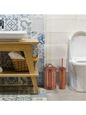 Tekno Trust Çöp Kovası & Tuvalet Fırçası Seti - Bakır