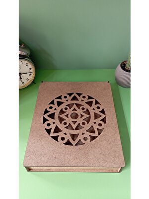 Wood-X Ahşap Mdf Dekoratif Hediye Kutusu - (25X20X3,3) Geometrik Şekilli Hediye Kutusu - Boyanabilir Kutu