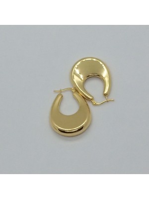 Ödül Moda Çelik Gold Renk Oval Küpe