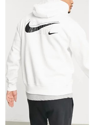 Nike Air Print Sportswear Erkek Kapüşonlu Sweatshirt Beyaz