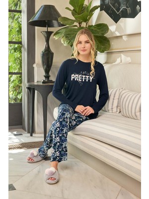 Aydoğan Kadın Ezgi Flexible Pretty Lacivert Pijama Takım 0635