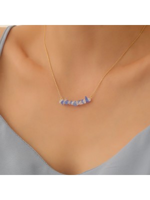 Nox Jewelry 925 Ayar Gümüş Değerli ve Doğal Kırık Taş Tasarım Kolye - CNS00556