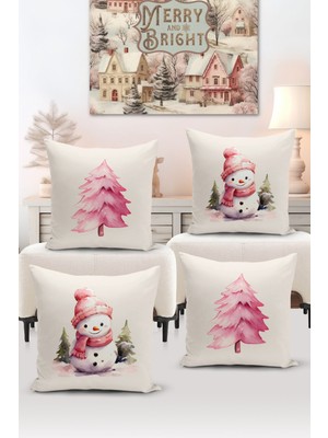 Bertille Home Yılbaşı Serisi Çift Tarafı Dijital Baskılı  4'lü Kırlent Kılıfı Seti (Christmas Noel Cushion Cover)