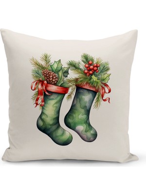 Bertille Home Yılbaşı Serisi Çift Tarafı Dijital Baskılı  4'lü Kırlent Kılıfı Seti (Christmas Noel Cushion Cover)