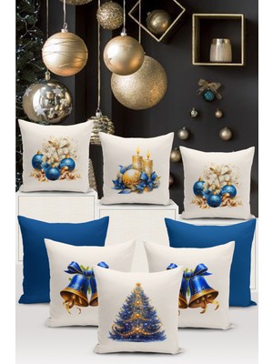 Bertille Home Yılbaşı Serisi Çift Tarafı Dijital Baskılı  8'li Kırlent Kılıfı Seti (Christmas Noel Cushion Cover)