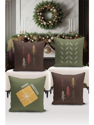 Bertille Home Yılbaşı Serisi Çift Tarafı Dijital Baskılı  4'lü Kırlent Kılıfı Seti (Christmas Noel Cushion Cover)