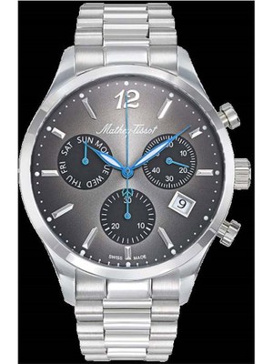 Mathey-Tissot H411CHAN Swiss Made Safir Çizilmez Cam Fonksiyonlar Aktif Metalik Erkek Kol Saati