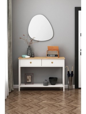 Remy Ahşap Kulplu Dresuar Sepet-Beyaz