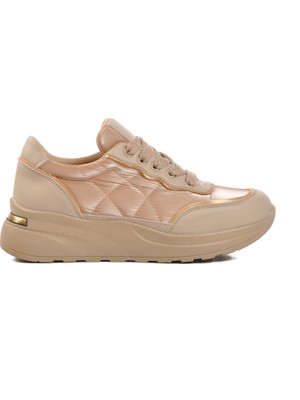 Ayakmod 7684 Bej Bağcıklı Kadın Sneaker