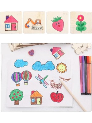 Montessori Çocuklar Boyama Eğitici Ahşap Şablonlar Yap Boz Oyuncak