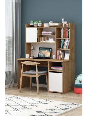 Liga Sepet Beyaz Kitaplıklı Bilgisayar Masası Çalışma Masası