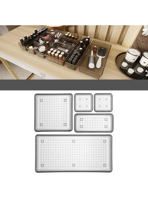 Meleni Home 5'Li Çekmece Içi Organizer - Kozmetik Takı Makyaj Organizeri Dolap Içi Düzenleyici - Antrasit