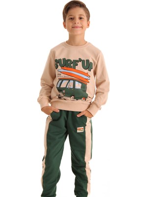 Perendi Pamuklu Surf Up Baskılı Erkek Çocuk Ikili Takım Yeşil