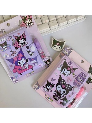 Hediye Vakti Kawaii Sanrioo Kuromi Karakterler Mini Defter Kalem Set