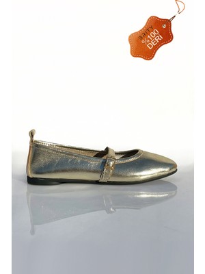 Brity   Deri Yuvarlak Burun Günlük Babet